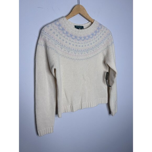 Vintage Lauren Ralph Lauren Antique Ivory Fair Isle Lambswool Sweater NWT - Picture 4 of 9